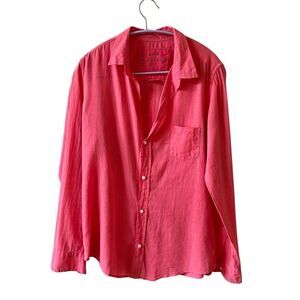 FRANK & EILEEN BARRY SHIRT BUTTON UP CHEST POCKET COTTON BARBIECORE PINK M